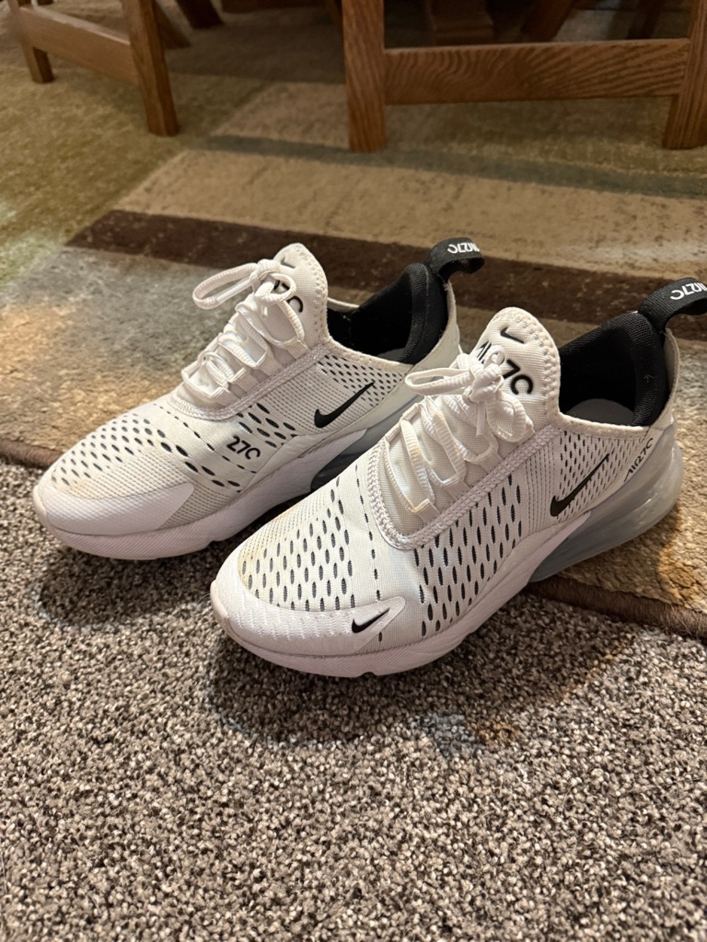 Nike White and Black Air Max 270 Running Shoes